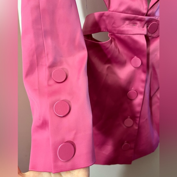 FOR LOVE & LEMONS WOMENS XS XXS BLAZER DRESS PINK BARBIE CROP CUT OUT SKIRT NEW - Picture 3 of 5